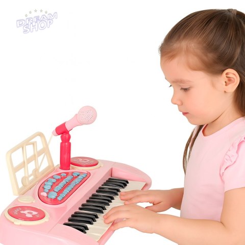 Keyboard dla dzieci pianinko interaktywne organki 37 klawiszy mikrofon statyw różowe Keyboard dla dzieci pianinko interaktywne organki 37 klawiszy mikrofon statyw różowe