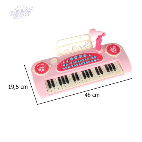 Keyboard dla dzieci pianinko interaktywne organki 37 klawiszy mikrofon statyw różowe Keyboard dla dzieci pianinko interaktywne organki 37 klawiszy mikrofon statyw różowe