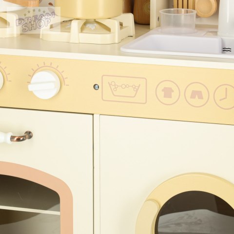 Kuchnia dla dzieci drewniana kran z wodą dźwięki światła 90cm Kuchnia dla dzieci drewniana kran z wodą dźwięki światła 90cm