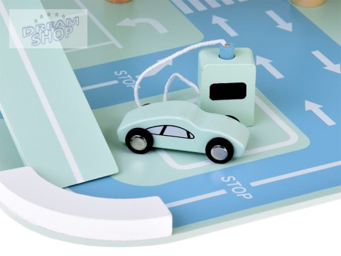 Piętrowy parking drewniany WINDA zjazdy autka znaki duży zestaw ZA5615