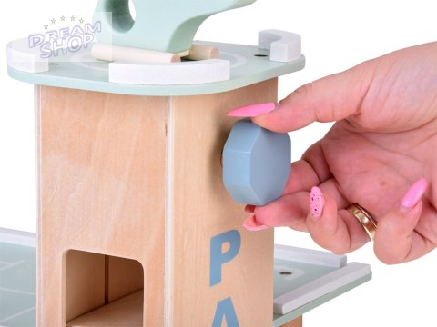 Piętrowy parking drewniany WINDA zjazdy autka znaki duży zestaw ZA5615