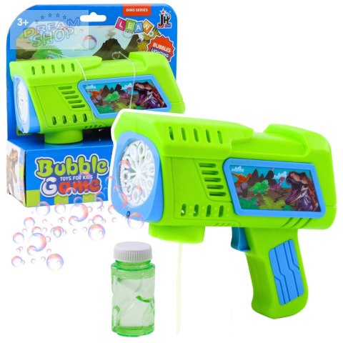 Pistolet Na Bańki Mydlane Dioda LED Zielony Dinozaury Pistolet Na Bańki Mydlane Dioda LED Zielony Dinozaury