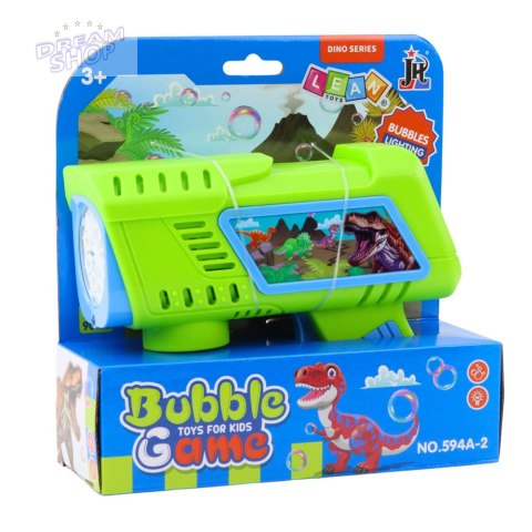 Pistolet Na Bańki Mydlane Dioda LED Zielony Dinozaury Pistolet Na Bańki Mydlane Dioda LED Zielony Dinozaury