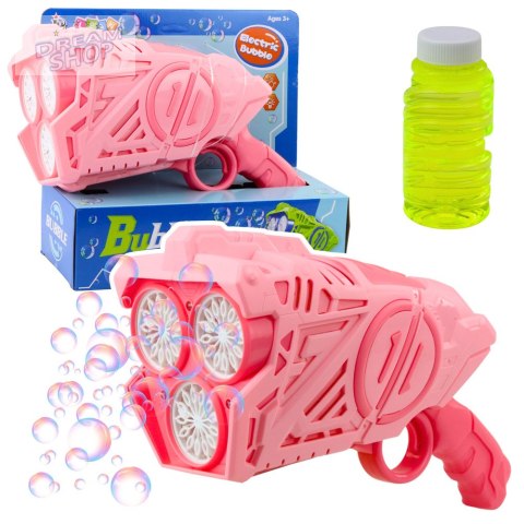Pistolet Na Bańki Mydlane Na Baterie Światła LED Różowy Pistolet Na Bańki Mydlane Na Baterie Światła LED Różowy
