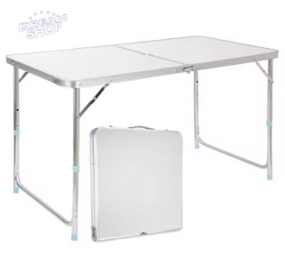 Stół Turystyczny Kempingowy Składany Regulowany Aluminiowy Biały 120x60cm