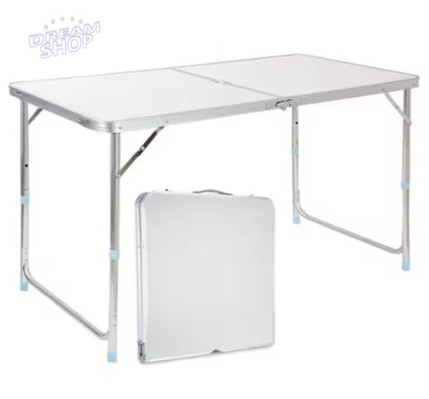 Stół Turystyczny Kempingowy Składany Regulowany Aluminiowy Biały 120x60cm Stół Turystyczny Kempingowy Składany Regulowany Aluminiowy Biały 120x60cm