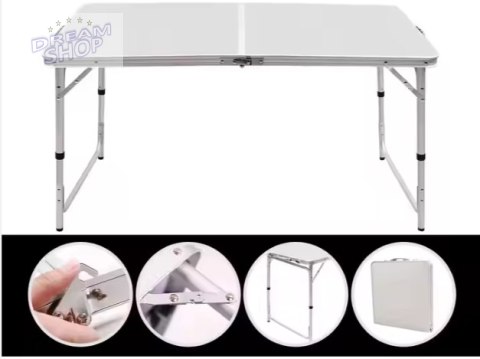 Stół Turystyczny Kempingowy Składany Regulowany Aluminiowy Biały 120x60cm Stół Turystyczny Kempingowy Składany Regulowany Aluminiowy Biały 120x60cm