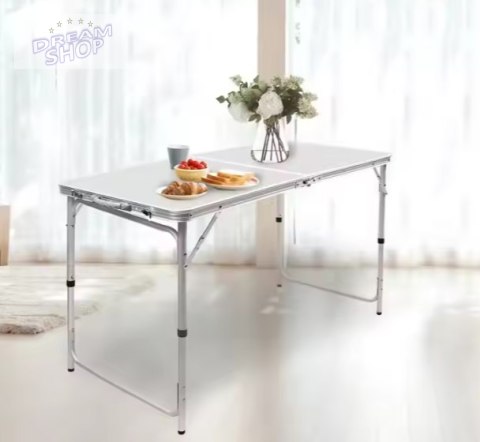Stół Turystyczny Kempingowy Składany Regulowany Aluminiowy Biały 120x60cm Stół Turystyczny Kempingowy Składany Regulowany Aluminiowy Biały 120x60cm
