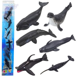 Zestaw Mini Figurek Zwierzęta Morskie Ssaki Orka Fotka Delfin 6-8cm 6szt