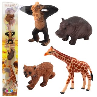 Zestaw Mini Figurki Dzikie Zwierzęta Szympans Żyrafa 6-9cm 4szt