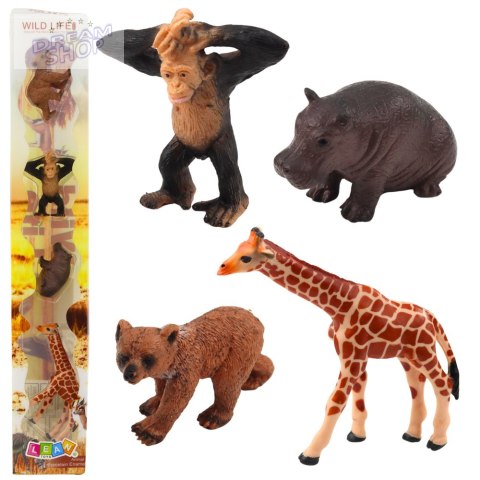 Zestaw Mini Figurki Dzikie Zwierzęta Szympans Żyrafa 6-9cm 4szt Zestaw Mini Figurki Dzikie Zwierzęta Szympans Żyrafa 6-9cm 4szt