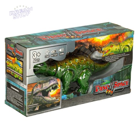 Dinozaur Stegozaur chodzi świeci ryczy