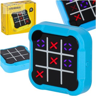 Kółko krzyżyk gra elektroniczna logiczna tic tac toe konsola przenośna niebieska