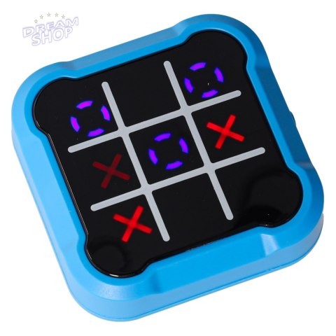 Kółko krzyżyk gra elektroniczna logiczna tic tac toe konsola przenośna niebieska