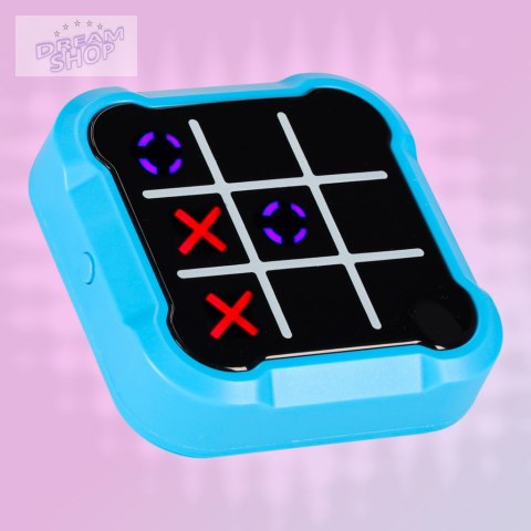 Kółko krzyżyk gra elektroniczna logiczna tic tac toe konsola przenośna niebieska
