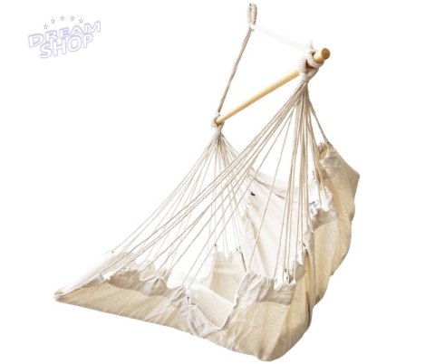 Krzesło brazylijskie z podnóżkiem leżak wiszący huśtawka 130cm beż Krzesło brazylijskie z podnóżkiem leżak wiszący huśtawka 130cm beż