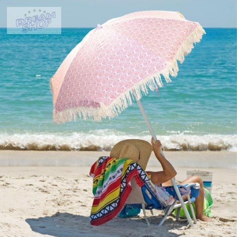 PARASOL PLAŻOWO OGRODOWY Z FRĘDZLAMI 174CM CZERWONY