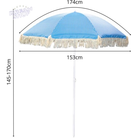 PARASOL PLAŻOWO OGRODOWY Z FRĘDZLAMI 174CM NIEBIESKI PARASOL PLAŻOWO OGRODOWY Z FRĘDZLAMI 174CM NIEBIESKI