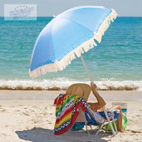 PARASOL PLAŻOWO OGRODOWY Z FRĘDZLAMI 174CM NIEBIESKI PARASOL PLAŻOWO OGRODOWY Z FRĘDZLAMI 174CM NIEBIESKI