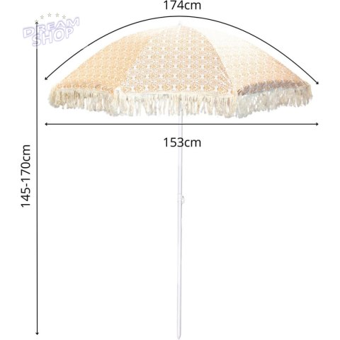 PARASOL PLAŻOWO OGRODOWY Z FRĘDZLAMI 174CM ŻÓŁTY