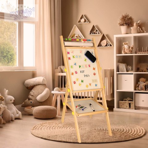 Tablica drewniana 3w1 sztaluga kreda pisaki + papier Tablica drewniana 3w1 sztaluga kreda pisaki + papier