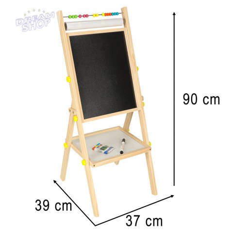 Tablica drewniana 3w1 sztaluga kreda pisaki + papier Tablica drewniana 3w1 sztaluga kreda pisaki + papier