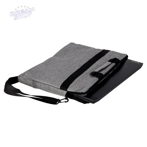 Torba na laptopa 15,6 cali etui pokrowiec z paskiem teczka damska męska mocna szara