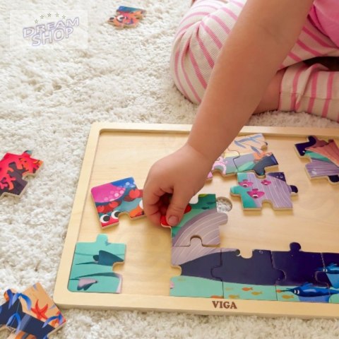 VIGA Drewniane Puzzle Układanka 24 el. Sekrety Morza VIGA Drewniane Puzzle Układanka 24 el. Sekrety Morza