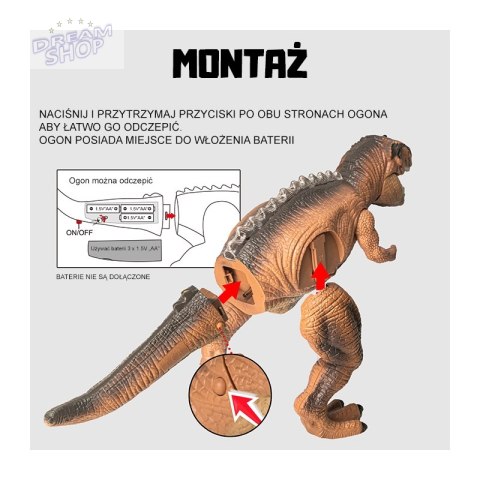 WOOPIE Zdalnie Sterowany Dinozaur T-Rex Realistyczny Król Jurajski