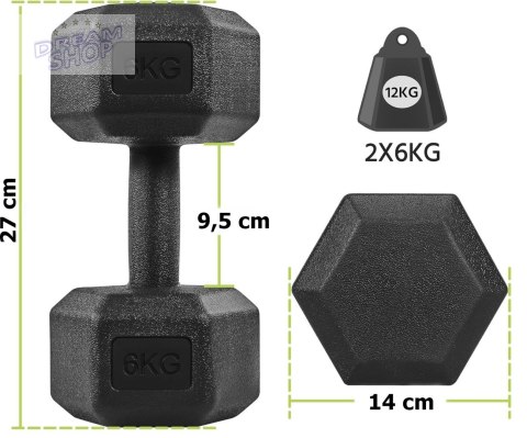Zestaw 2 hantli KRONOS hantle 2x6 kg Zestaw 2 hantli KRONOS hantle 2x6 kg