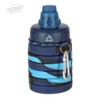 Butelka na wodę bidon silikonowy składany z uchwytem BPA FREE 500ml niebieski