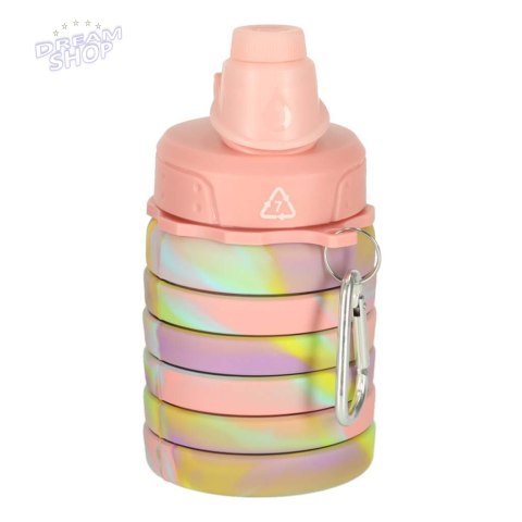 Butelka na wodę bidon silikonowy składany z uchwytem BPA FREE 500ml tęczowy