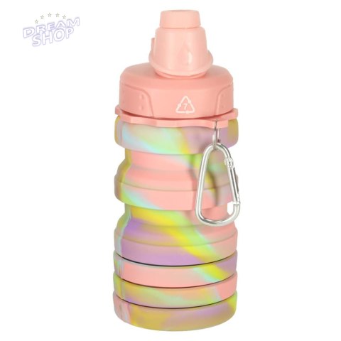 Butelka na wodę bidon silikonowy składany z uchwytem BPA FREE 500ml tęczowy