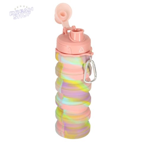 Butelka na wodę bidon silikonowy składany z uchwytem BPA FREE 500ml tęczowy