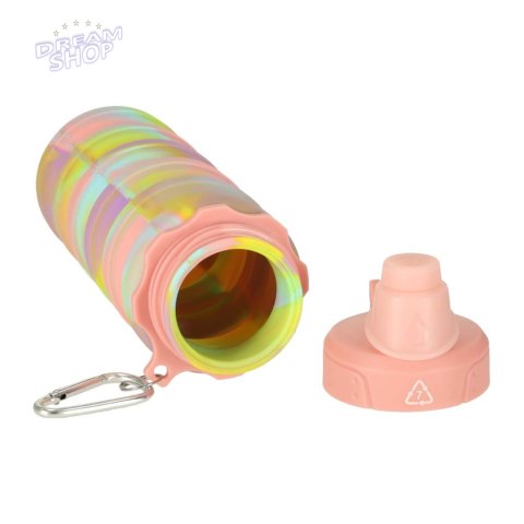 Butelka na wodę bidon silikonowy składany z uchwytem BPA FREE 500ml tęczowy