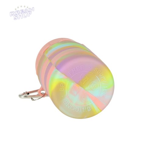 Butelka na wodę bidon silikonowy składany z uchwytem BPA FREE 500ml tęczowy