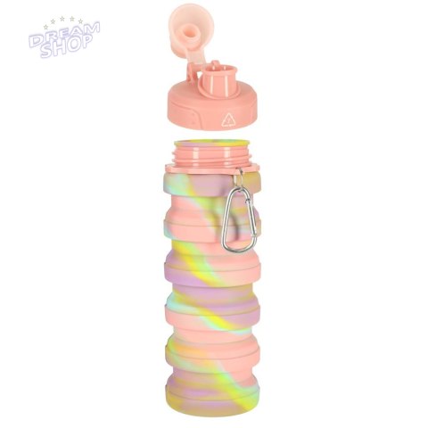 Butelka na wodę bidon silikonowy składany z uchwytem BPA FREE 500ml tęczowy