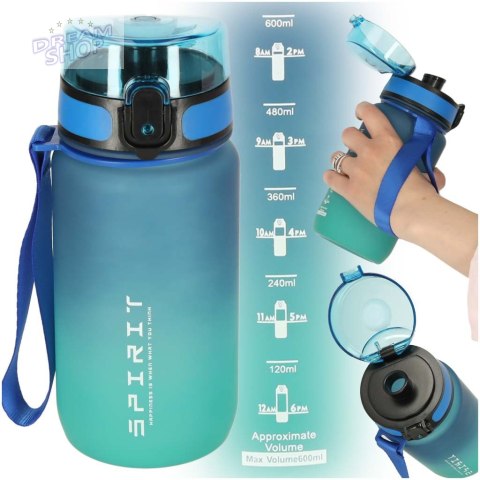 Butelka na wodę bidon z ustnikiem sportowy BPA FREE 600ml niebiesko-zielony