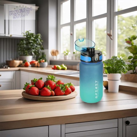 Butelka na wodę bidon z ustnikiem sportowy BPA FREE 600ml niebiesko-zielony