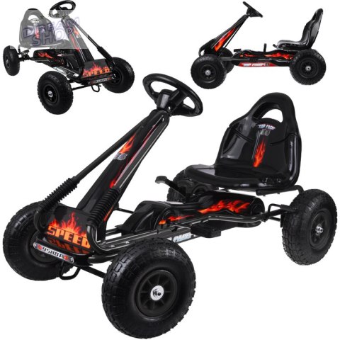 Duży gokart na pedały regulowane siedzisko pompowane koła SP0839