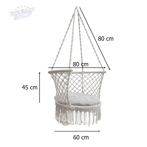 Huśtawka ogrodowa bocianie gniazdo z oparciem ogrodowa szare 80 cm 150 kg