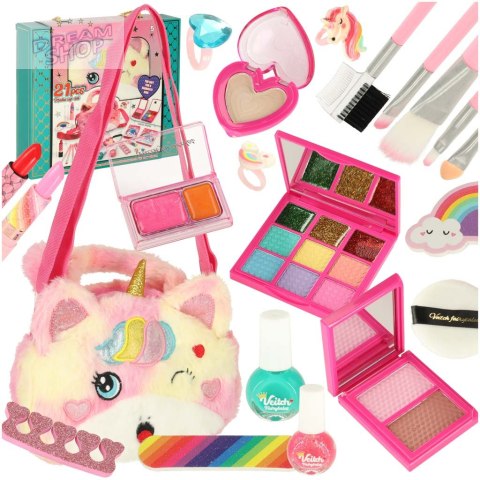 Kosmetyki do makijażu make up lakiery torebka zestaw 21 elementów
