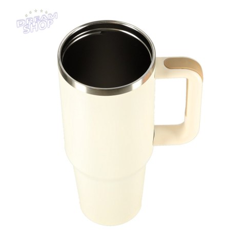 Kubek termiczny ze słomką i uchwytem termos 1200ml kremowy