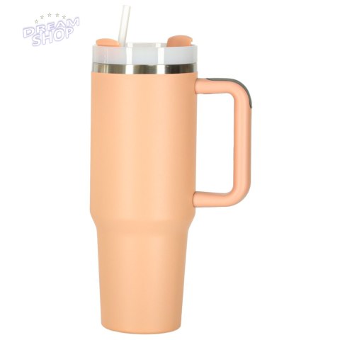 Kubek termiczny ze słomką i uchwytem termos 1200ml róż pudrowy