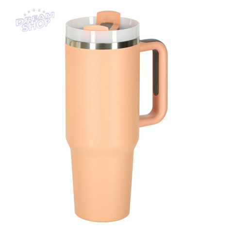Kubek termiczny ze słomką i uchwytem termos 1200ml róż pudrowy