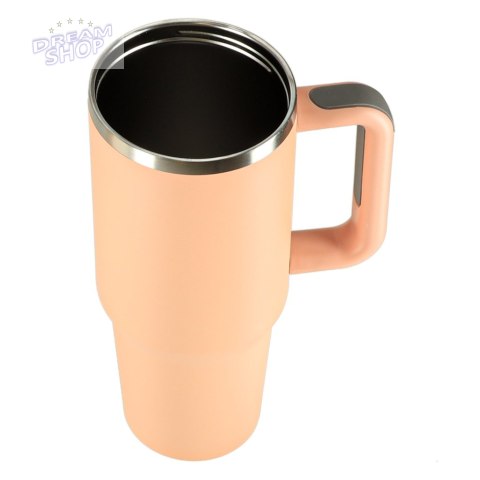 Kubek termiczny ze słomką i uchwytem termos 1200ml róż pudrowy