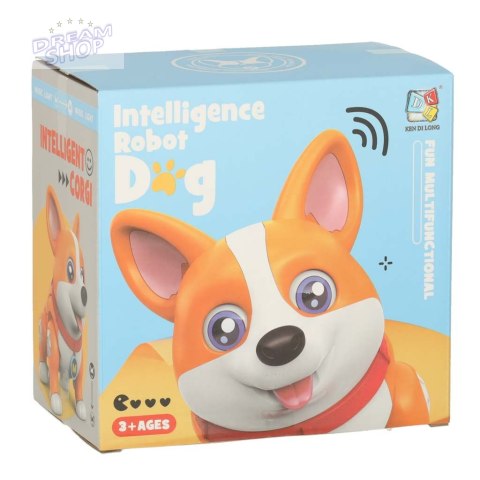 Pies piesek interaktywny robot Corgi świecące uszy muzyka
