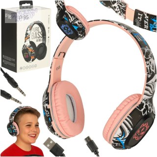 Słuchawki bezprzewodowe nauszne Bluetooth Gaming Sport różowe
