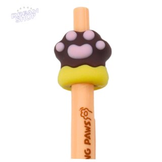 Długopis Żelowy Kocia Łapka Brązowa Niebieski Tusz 15cm 0.5mm