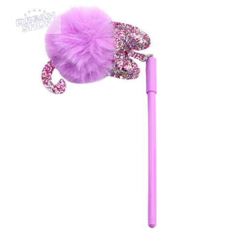 Długopis Żelowy Zatyczka Z Fioletowym Pomponem Niebieski Tusz 17cm 0.5mm Długopis Żelowy Zatyczka Z Fioletowym Pomponem Niebieski Tusz 17cm 0.5mm
